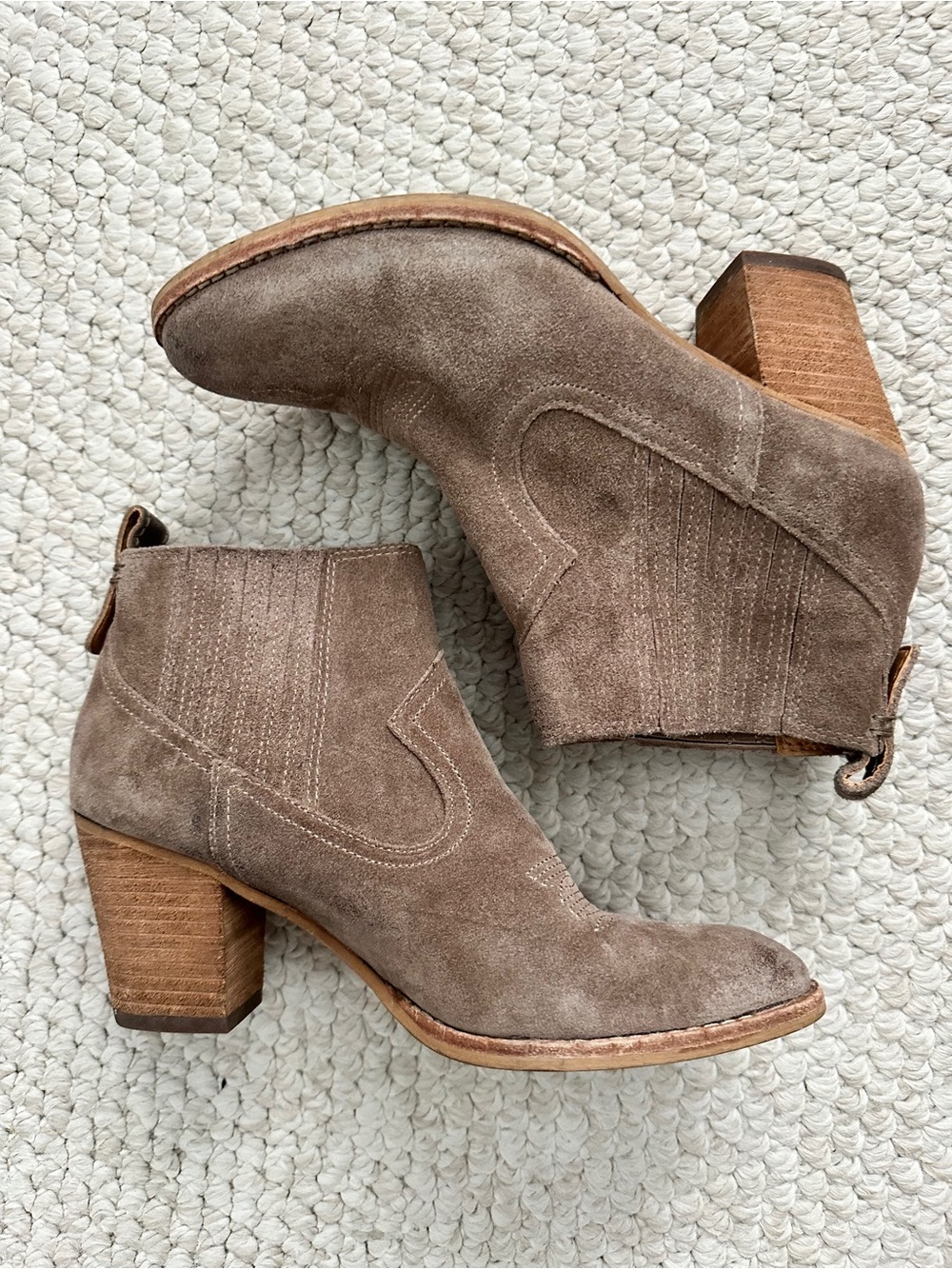 Dolce Vita Suede Ankle Boots in Taupe Brown